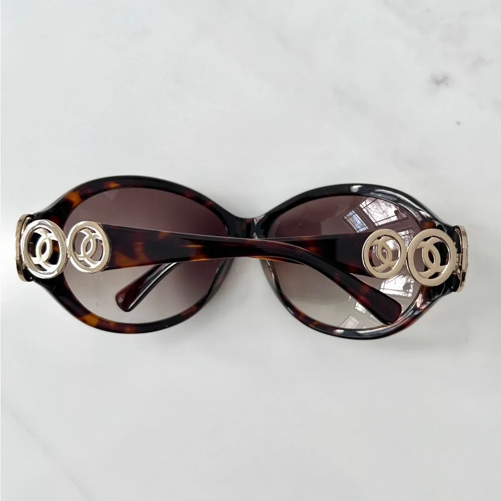 Chanel sunglasses triple CC CH5006 tortoise shell finish dark Havana vintage - Picture 10 of 16